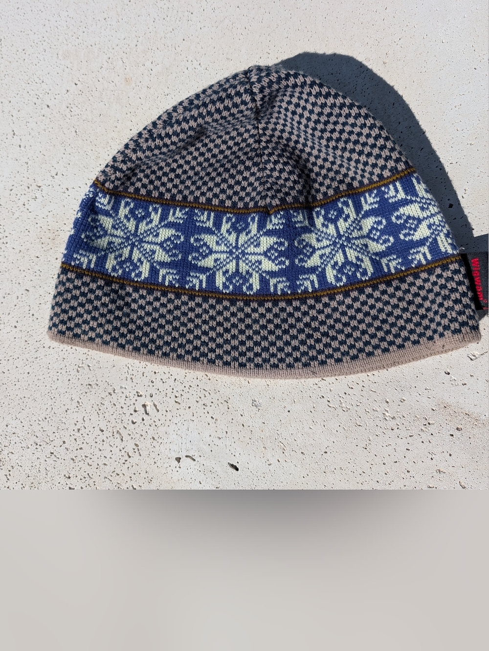 Vintage Wigwam Ski Skull Wool Cap Beanie Toque Checkered Fair Isle
